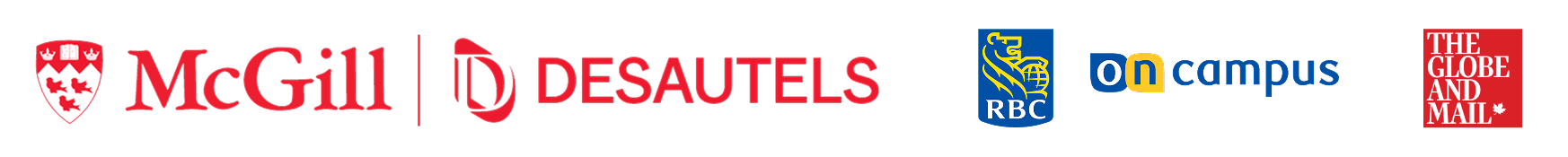 Footer logo - McGill University, RBC On Campus, The Globe and Mail